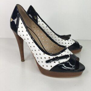 Moschino Black & White Open Toe Stars Heels Size 38  Pin Up Style